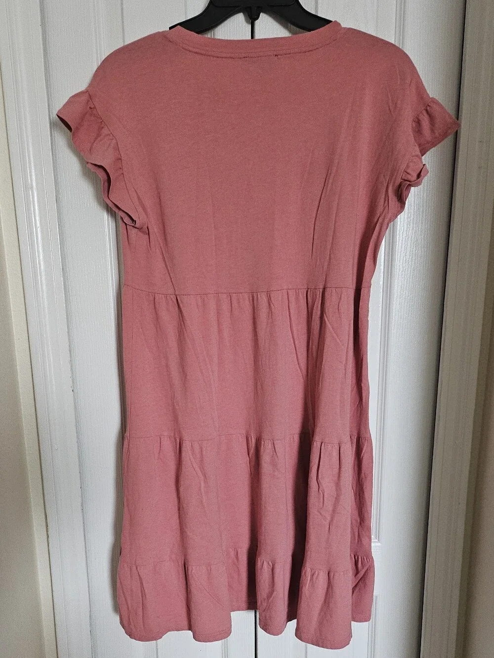 J.Crew XS Pink Tiered Ruffle Sleeve Mini Dress 100% Cotton Casual Re-Imagined